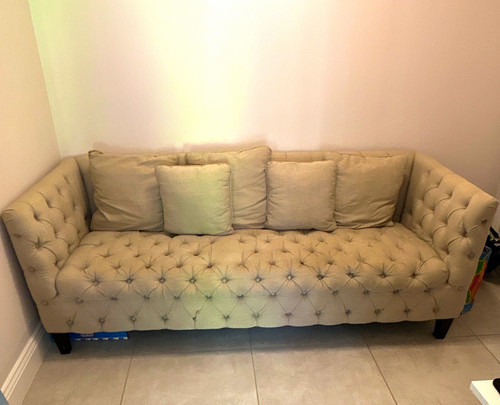 Beige fabric chesterfield - beige,