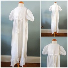 Vintage Christening Gown Dress 1970s Babys Cream Handmade Ribbon Baptism 70s
