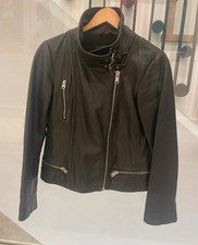All Saints Funnel Neck Black Leather Jacket