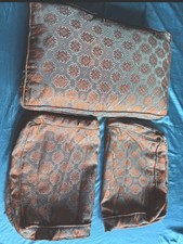 3 Vintage Jacquard Weave Orange/Silver  Cushion Covers 24x15x4