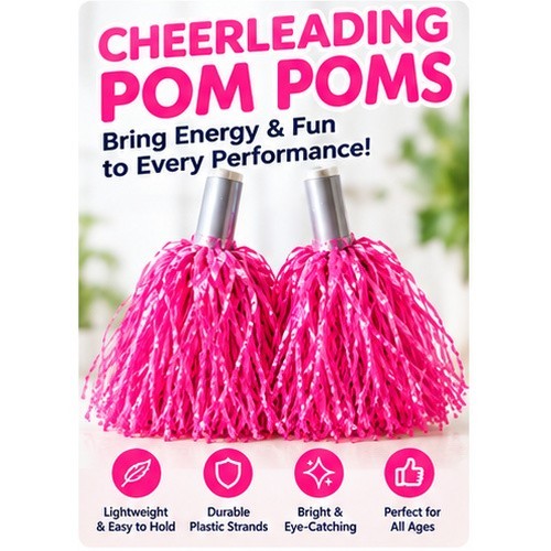 Pair pink cheerleading pom - pink,