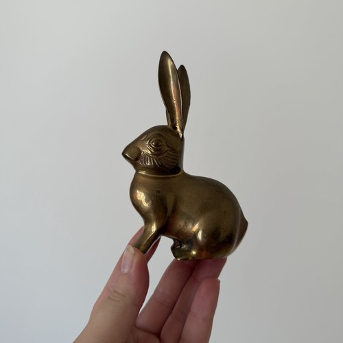 Vintage solid brass rabbit - brass,