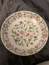 Minton Haddon Hall Green Edge Footed Serving Bowl  - diameter 8 3/4 inch