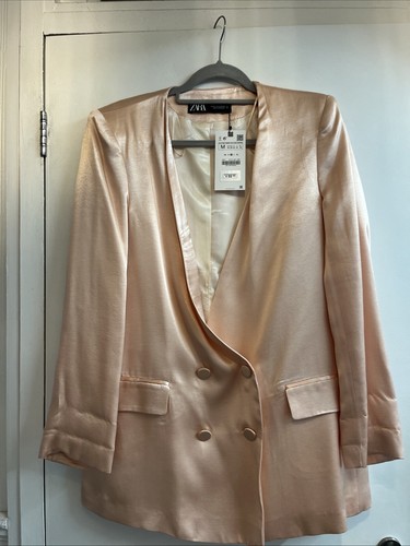 Zara pink ladies satin blazer - pink,