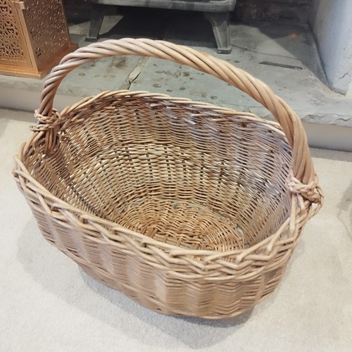 Wicker woven basket - basket, handle