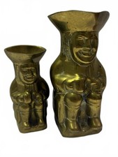 Vintage Brass Toby Jug Seated Figures - Set of 2 