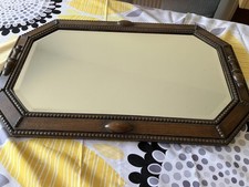 Antique Wall Mirror Large Art Deco Oak Framed Bevelled Glass 1920s
