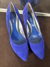 Next royal blue faux suede court shoes with 4 inch heels, size 6/39