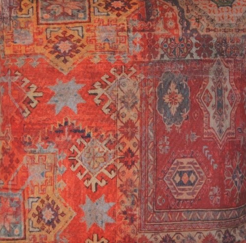 Rusty red kilim printed cotton - kilim,