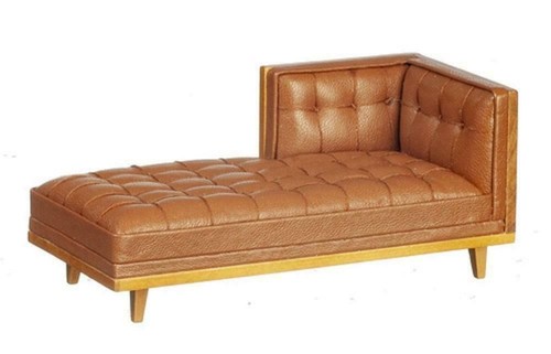 Dolls house tan leather chaise - dolls,
