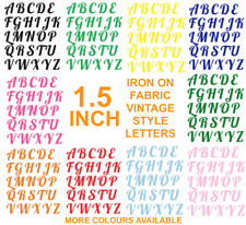IRON ON die cut Fabric LETTERS! 1.5" apx in Size, Multi Colours! VINTAGE STYLE