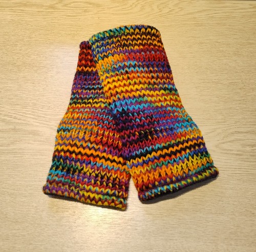 Hand knitted lined wool wrist - lined,