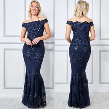  Mermaid Evening Dresses Lace Appliqued Prom Gowns Off The Shoulder Neck 