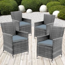 4 X RATTAN GARDEN FURNITURE DINING CHAIRS SET OUTDOOR PATIO CONSERVATORY WICKER