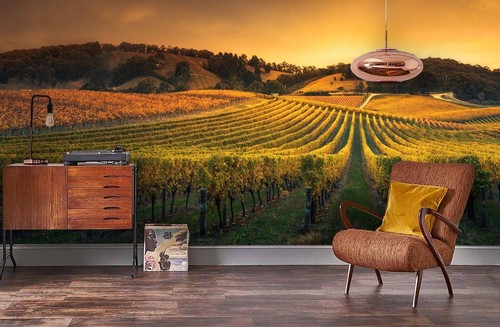 Field mountain sunset - 3d,