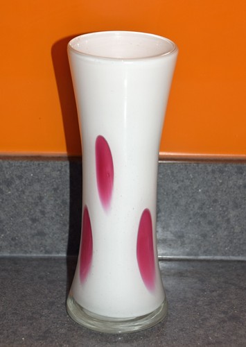 Pink white art glass vase - art,
