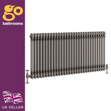 Traditional 2 Column Radiator Raw Metal Central Heating Radiator 600 x 1370mm