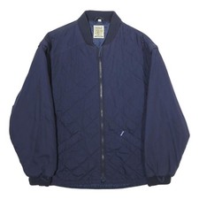 ALFA LAVAL AGRI Mens Navy Blue Quilted Zip Jacket M Polyester Blend Classic