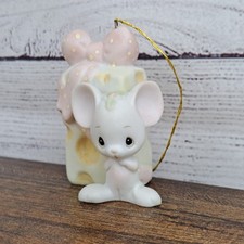 1982 Enesco Precious Moments Mouse With Cheese Christmas Ornament Vintage