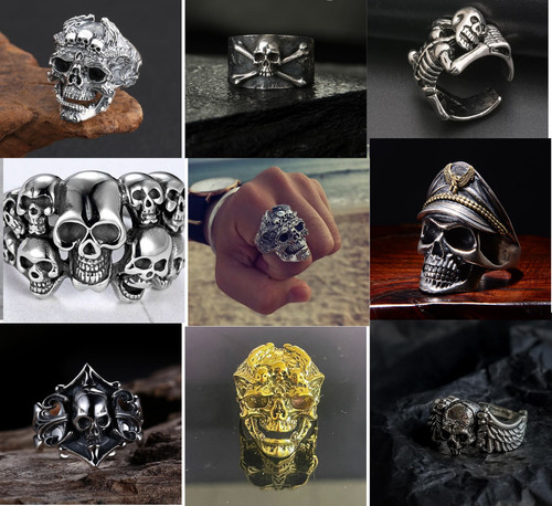 Gothic skull ring punk rock - skull,