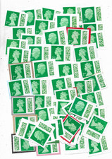 1594] 50 Unfranked GB barcoded 2nd class Definitive stamps on paper