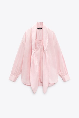 Zara pink tie - neck, bow