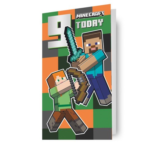 9th birthday card minecraft - birthday,