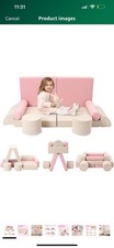 Kids play sofa Pink/Cream 10