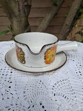 Vintage 1970's Midwinter Nasturtium Stonehenge Ware  Gravy Boat & Saucer