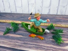 Vtg 1988 Wilton Cake Topper Fisherman Fisher Man Motor boat Fishing Fathers Day