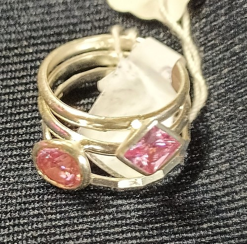 Ring silver tone pink - silver,