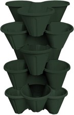 6 x Green Trio Stacking Planter Garden Strawberry Herb Flower Planting Plant Pot