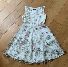 Max Mara Studio White Pink Floral CHIFFON Knee Length Dress 10/12 U.K.