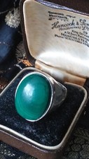 Vintage 1970-s Sterling Silver  Malachite Huge Signet/Ring Size US 8 3/4 UK R