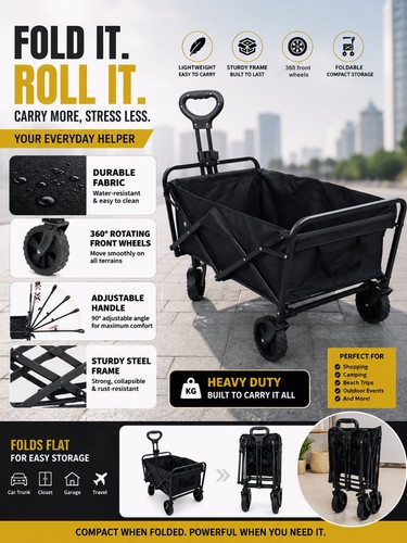 Foldable garden trolley cart - garden,