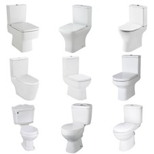 Nuie Close Coupled Toilet White Modern Pan Cistern & Soft Close Seat Bathroom