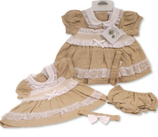 Baby Girl Dress Set Linen Lace