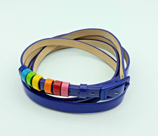 Swatch Bijoux Purple Patent Wrap Bracelet Rainbow Buckle Cuff Strap Retro Y2k
