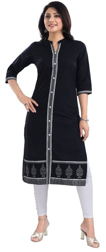 Ladies black cotton kurti - ladies,