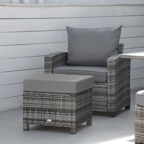 Rattan aluminium ottoman - aluminium,