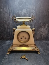 Antique French Alabaster & Ormolu Mantel Clock É. Gaillot Paris – c.1890 Not Wor