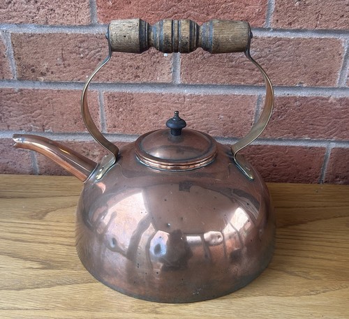 Antique copper kettle with - kettle,