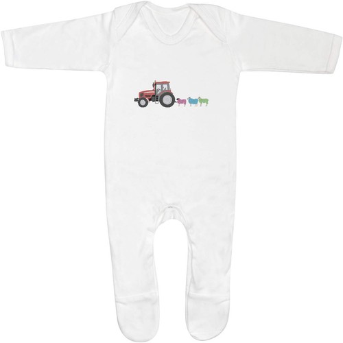 Sheep following tractor baby - following,