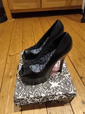 Pleaser Bordello Teeze-22 Peep Toe Pump Black 40 High Heel