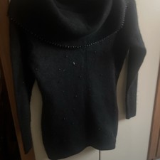 Vintage M&S Lambswool and Angora Beaded Off The Shoulder Jumper Size 12