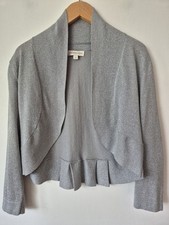 Monsoon Accessorize Silver Lurex ¾ Sleeve Cardigan Bolero Shrug Size Medium 