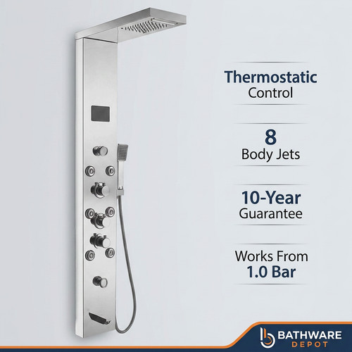 Chrome shower tower - chrome, panel