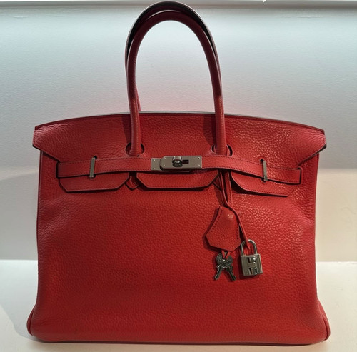 Hermès birkin red pebbled - 35,