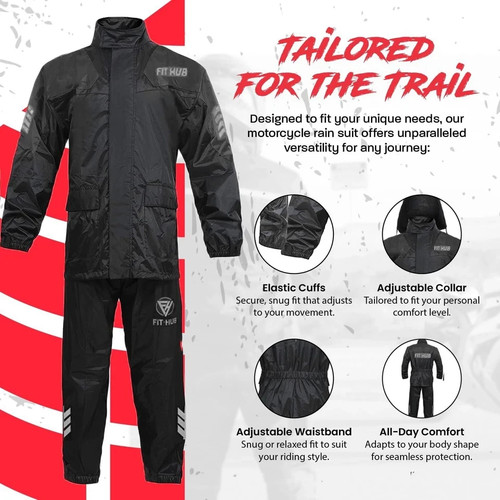 Black motorcycle rain - black, suit