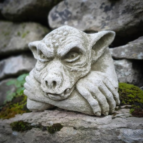 Hanging gremlin stone statue - hanging,